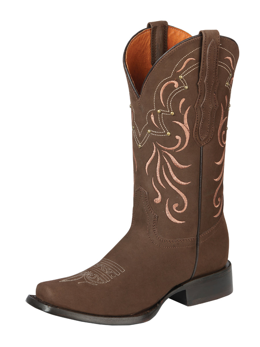 El General Women's Rodeo Boots — Nubuck Leather in Camel