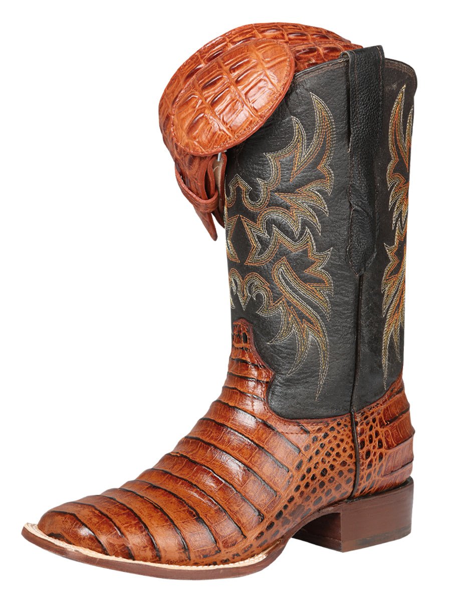 El General Rodeo - Printed Alligator Leather Boots in Cognac