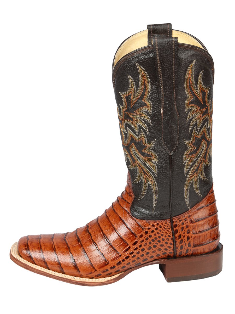 El General Rodeo - Printed Alligator Leather Boots in Cognac