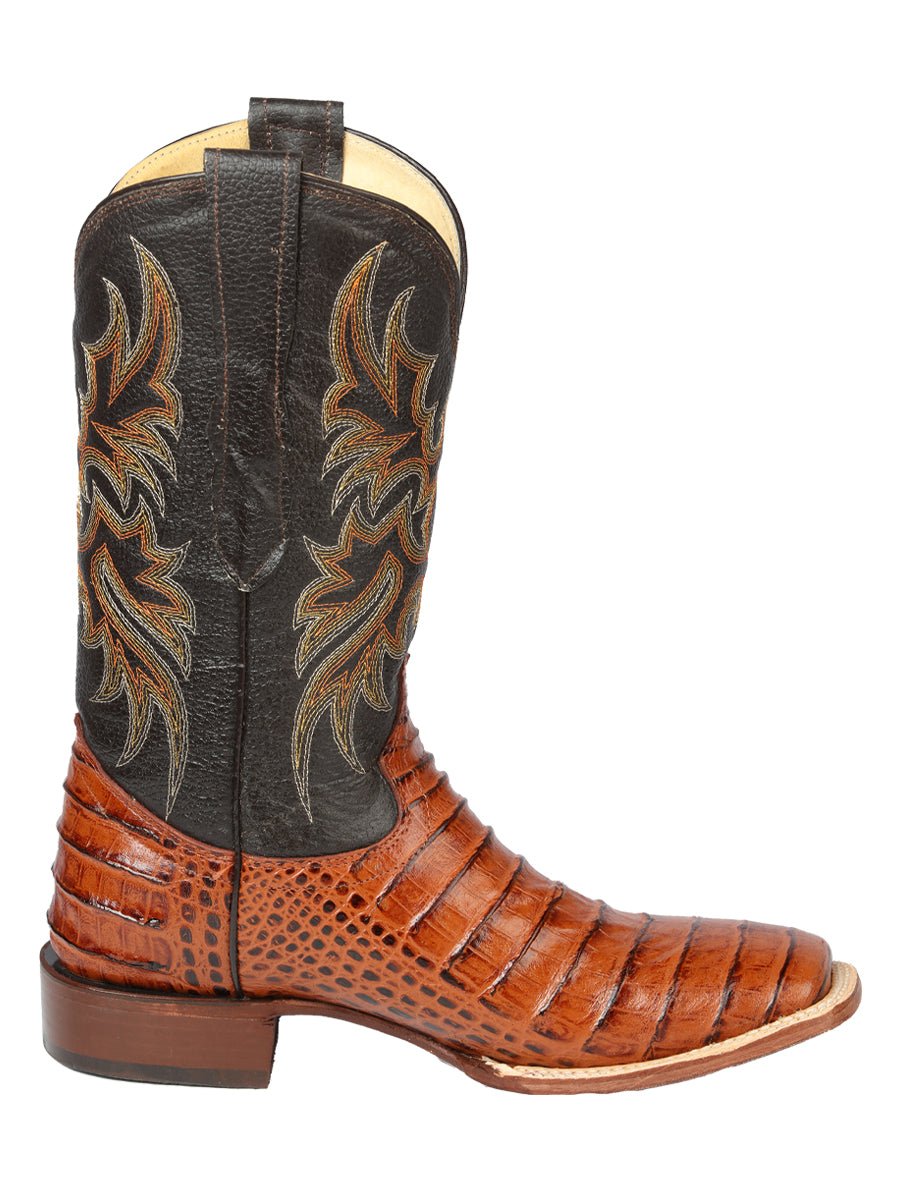 El General Rodeo - Printed Alligator Leather Boots in Cognac
