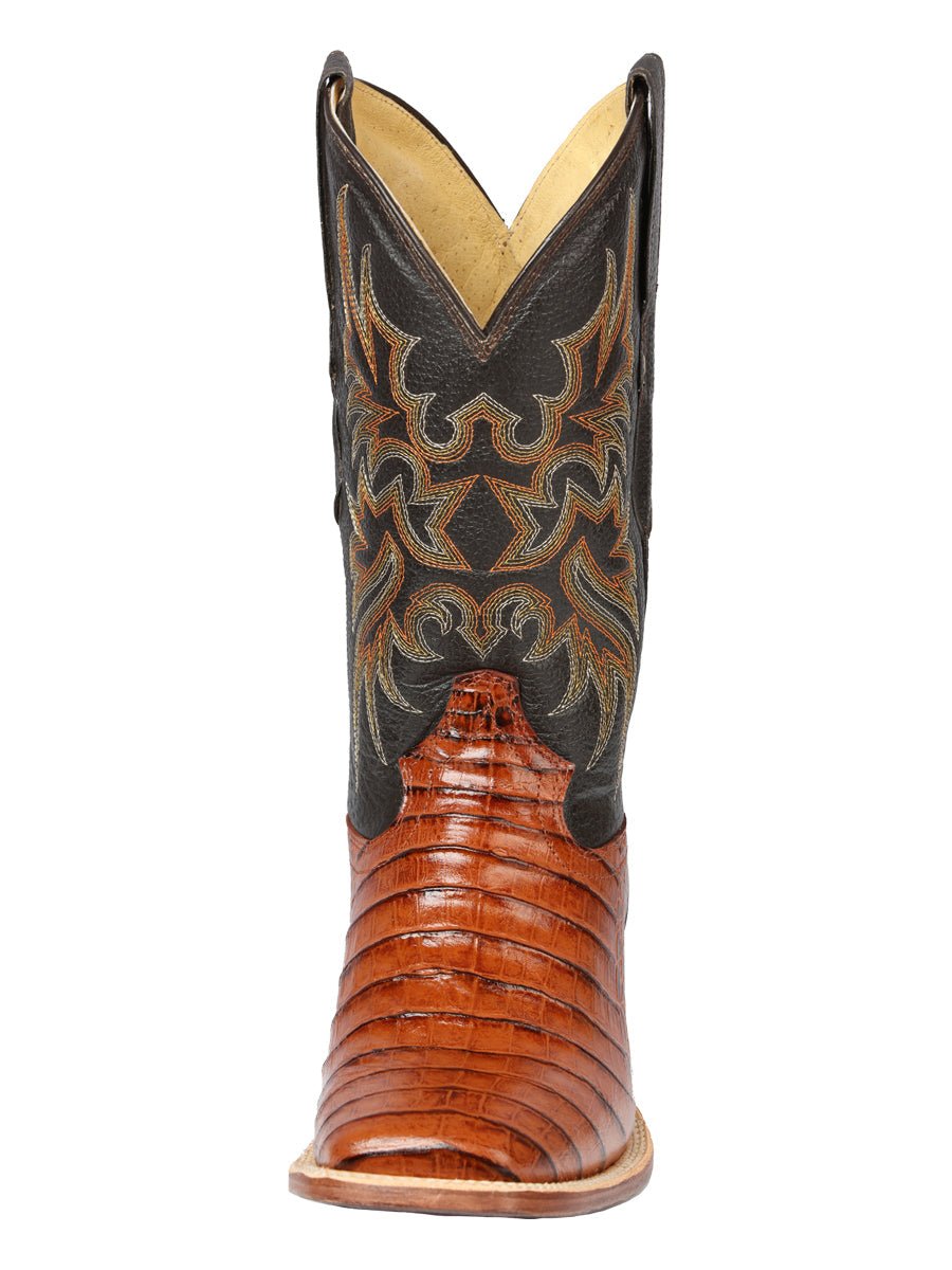El General Rodeo - Printed Alligator Leather Boots in Cognac