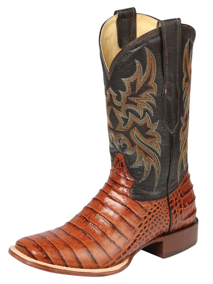 El General Rodeo - Printed Alligator Leather Boots in Cognac