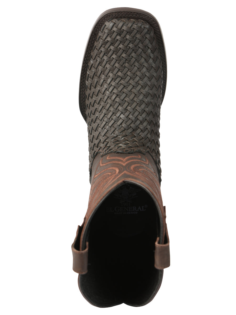 El General Men's Petatillo Leather Rodeo Boots in Chocolate