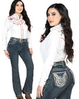 Centenario Bootcut Denim Jeans in Dark Blue
