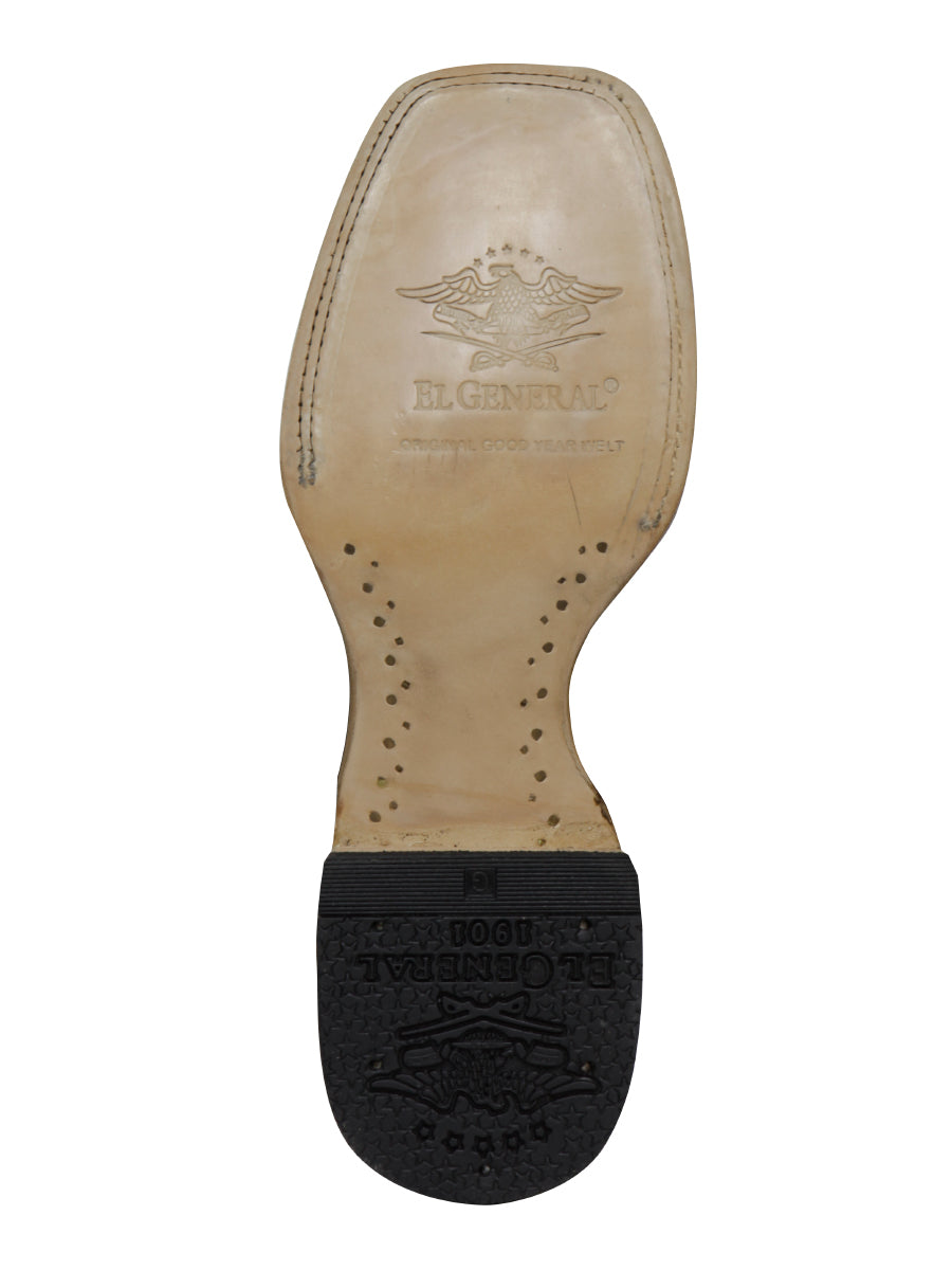 El General Men's Exotic Lizard Rodeo Cowboy Boots in Brown