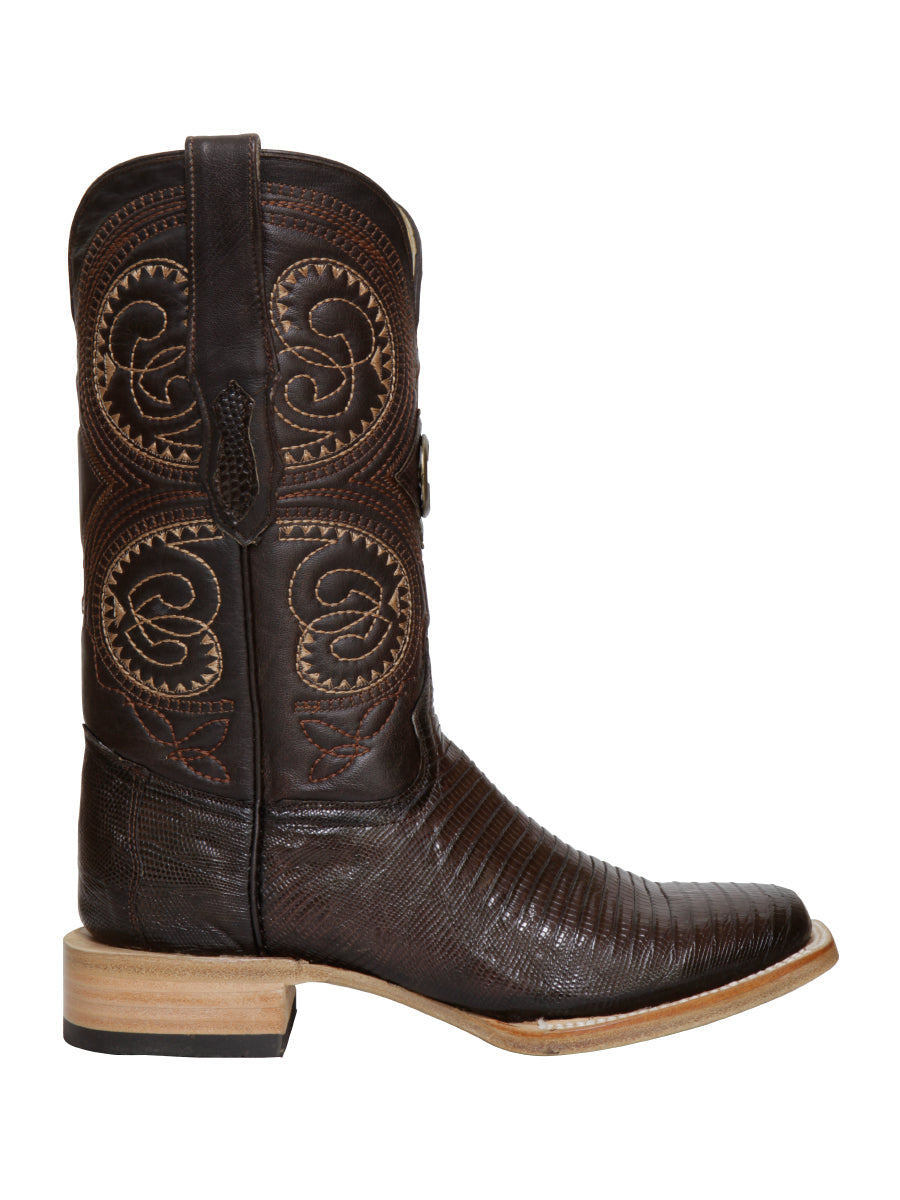 El General Men's Exotic Lizard Rodeo Cowboy Boots in Brown