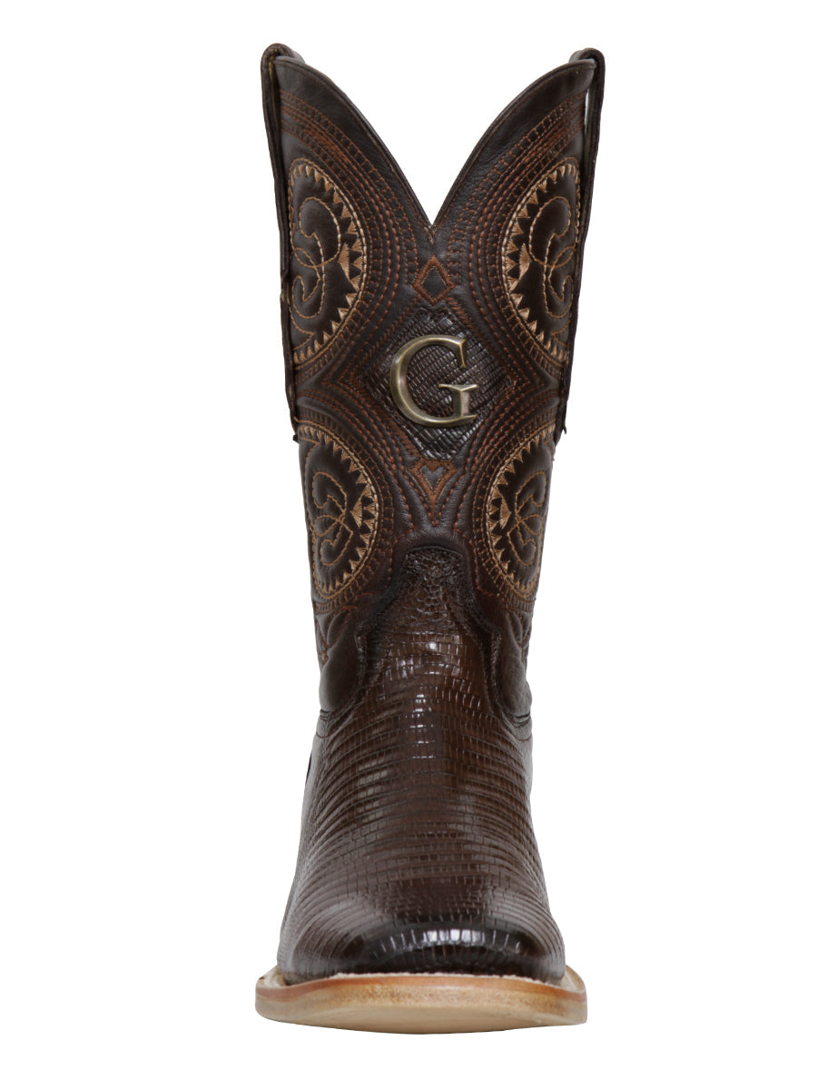 El General Men's Exotic Lizard Rodeo Cowboy Boots in Brown