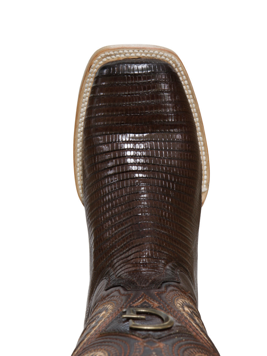 El General Men's Exotic Lizard Rodeo Cowboy Boots in Brown