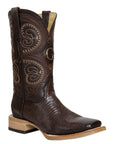 El General Men's Exotic Lizard Rodeo Cowboy Boots in Brown