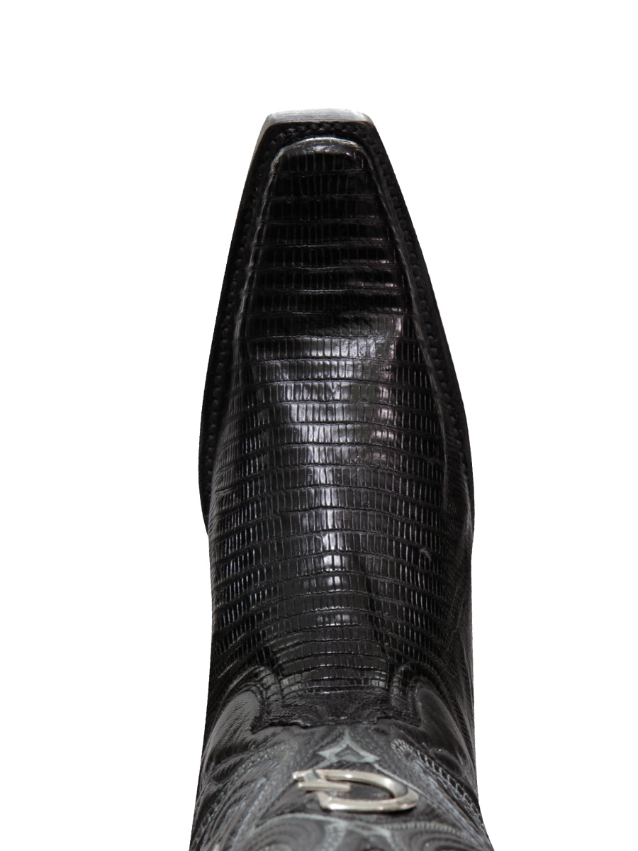 El General Men's Exotic Lizard Cowboy Boots in Black