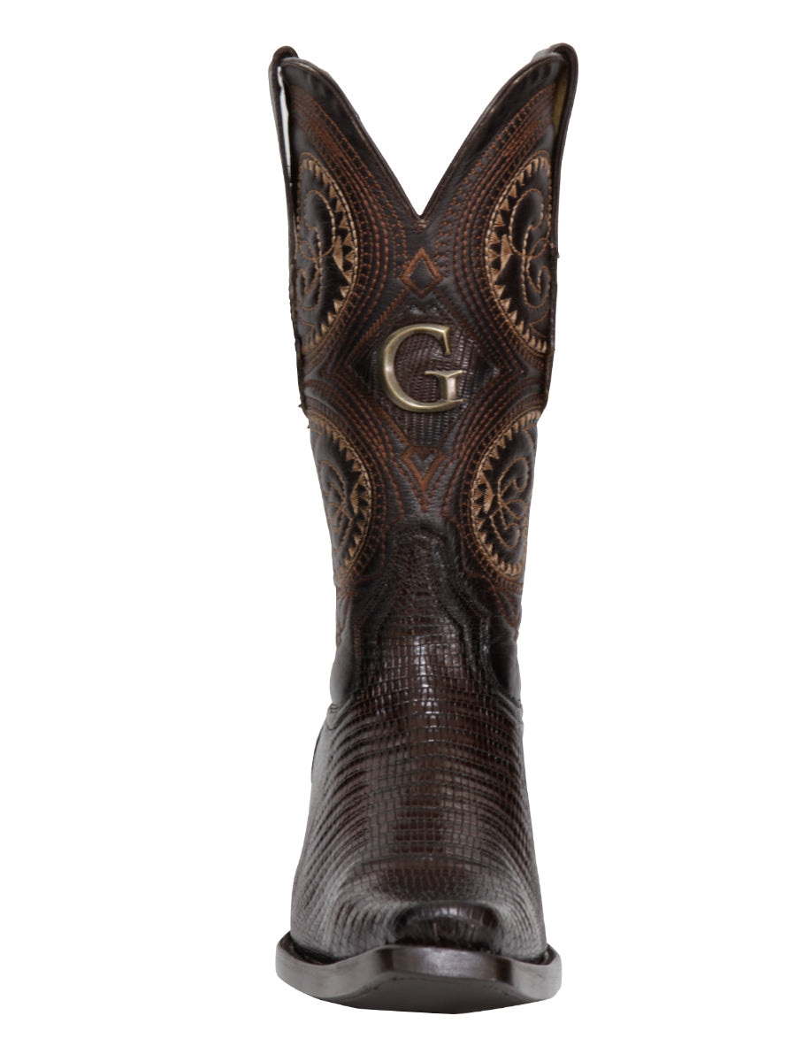 El General Men's Exotic Lizard Cowboy Boots in Brown