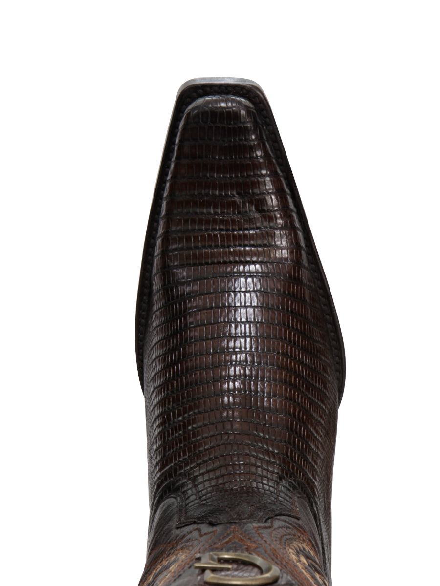 El General Men's Exotic Lizard Cowboy Boots in Brown