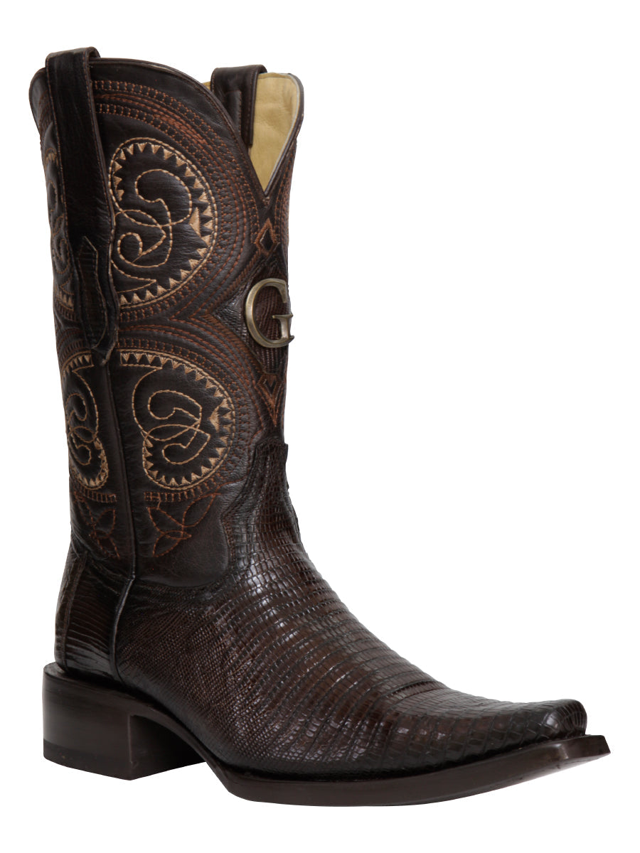 El General Men's Exotic Lizard Cowboy Boots in Brown