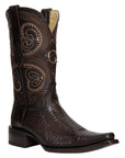 El General Men's Exotic Lizard Cowboy Boots in Brown
