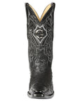 El General Men's Exotic Ostrich Leather Cowboy Boots in Black