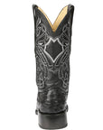 El General Men's Exotic Ostrich Leather Cowboy Boots in Black