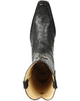 El General Men's Exotic Ostrich Leather Cowboy Boots in Black