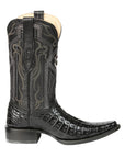 El General Men's Exotic Caiman Belly Cowboy Boots in Black