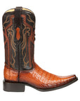 El General Men's Exotic Caiman Belly Cowboy Boots in Cognac