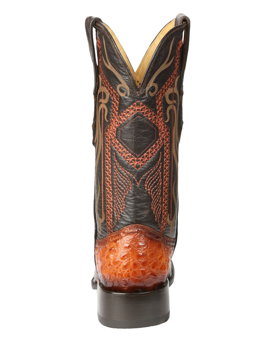 El General Men's Exotic Caiman Belly Cowboy Boots in Cognac
