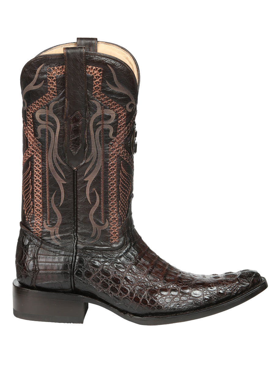 El General Men's Exotic Caiman Nuca Cowboy Boots in Brown