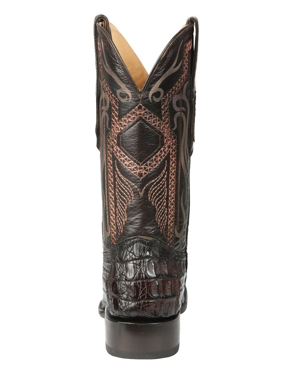 El General Men's Exotic Caiman Nuca Cowboy Boots in Brown