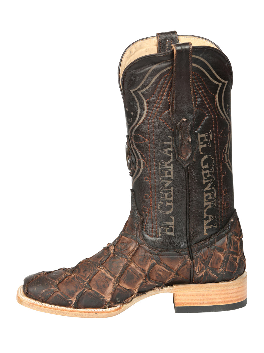El General Men's Exotic Monster Fish Rodeo Boots in Brown