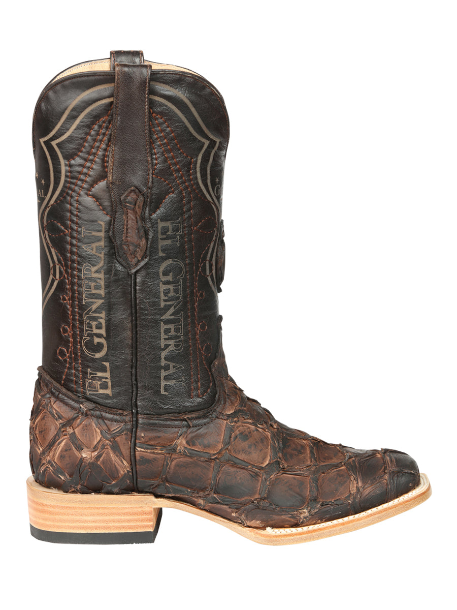 El General Men's Exotic Monster Fish Rodeo Boots in Brown