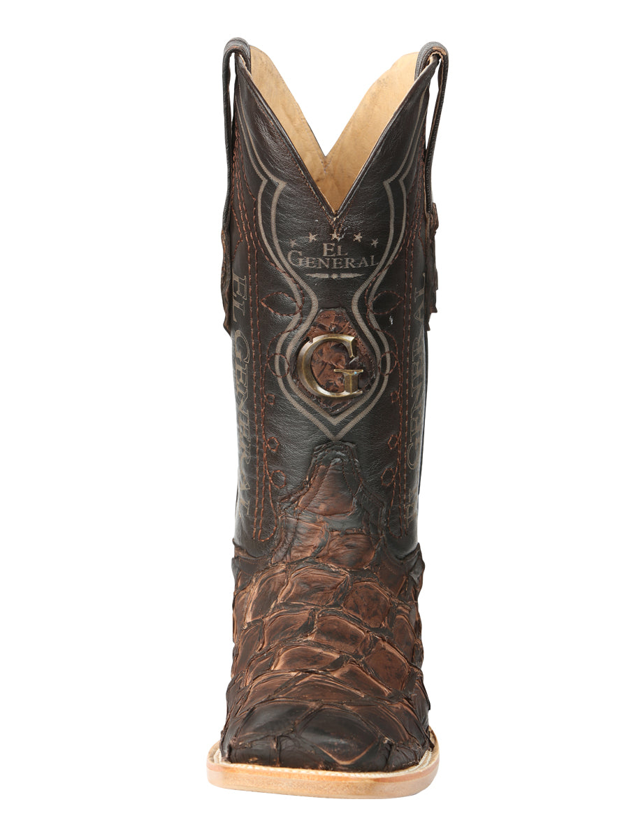 El General Men's Exotic Monster Fish Rodeo Boots in Brown