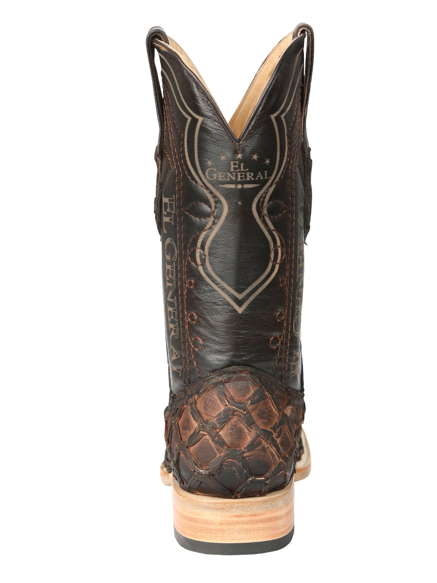 El General Men's Exotic Monster Fish Rodeo Boots in Brown