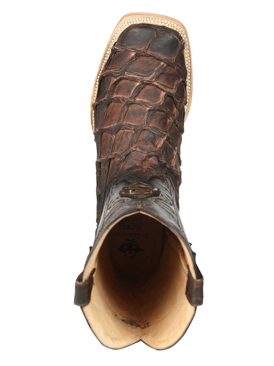 El General Men's Exotic Monster Fish Rodeo Boots in Brown