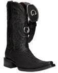 El General Men's Exotic Python Leather Cowboy Boots in Black