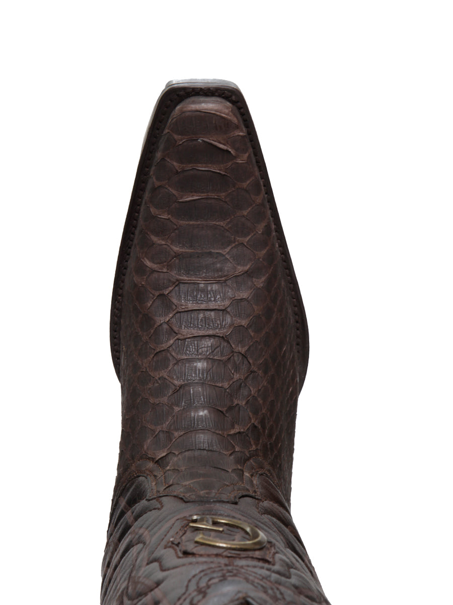 El General Men's Exotic Python Leather Cowboy Boots in Brown