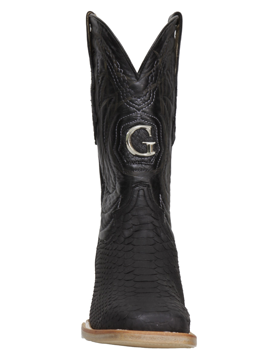 El General Men's Exotic Python Rodeo Boots in Black