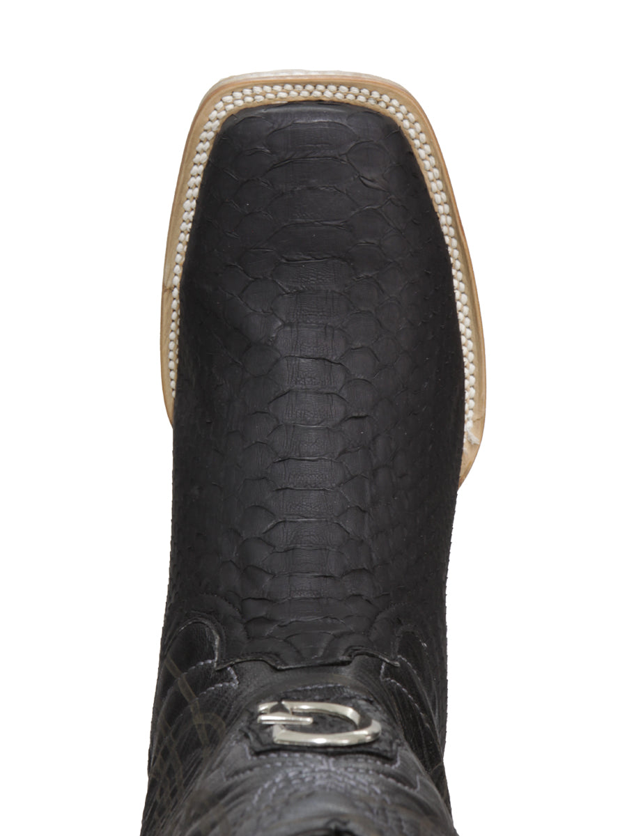 El General Men's Exotic Python Rodeo Boots in Black