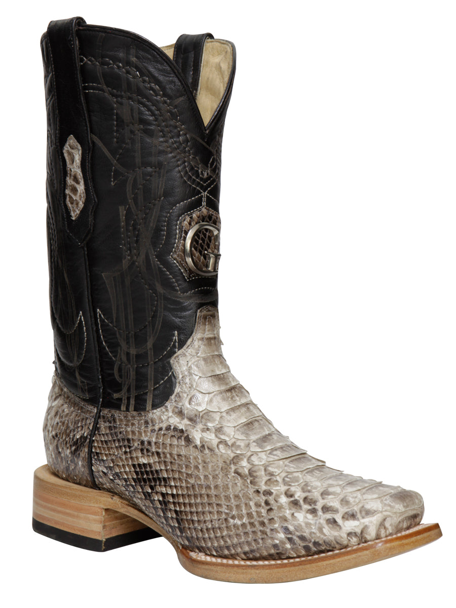 El General Men's Exotic Python Rodeo Boots in Natural