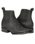 El General Men's Python Imitation Ankle Boots in Black