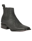 El General Men's Python Imitation Ankle Boots in Black