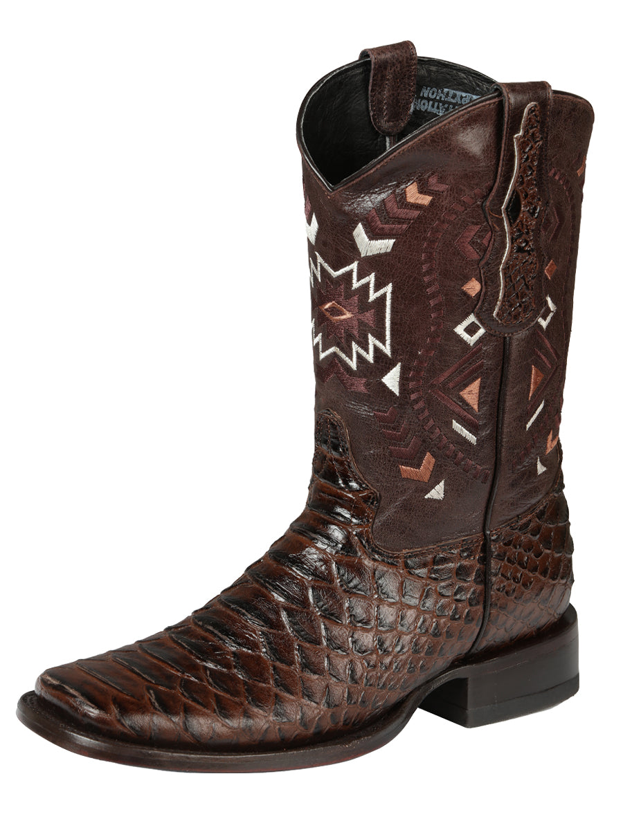 El General Men's Python Imitation Rodeo Boots in Brown