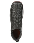 El General Men's Woven Ankle Boots with Zipper in Black