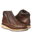 El General Men's Woven Ankle Boots with Zipper in Brown