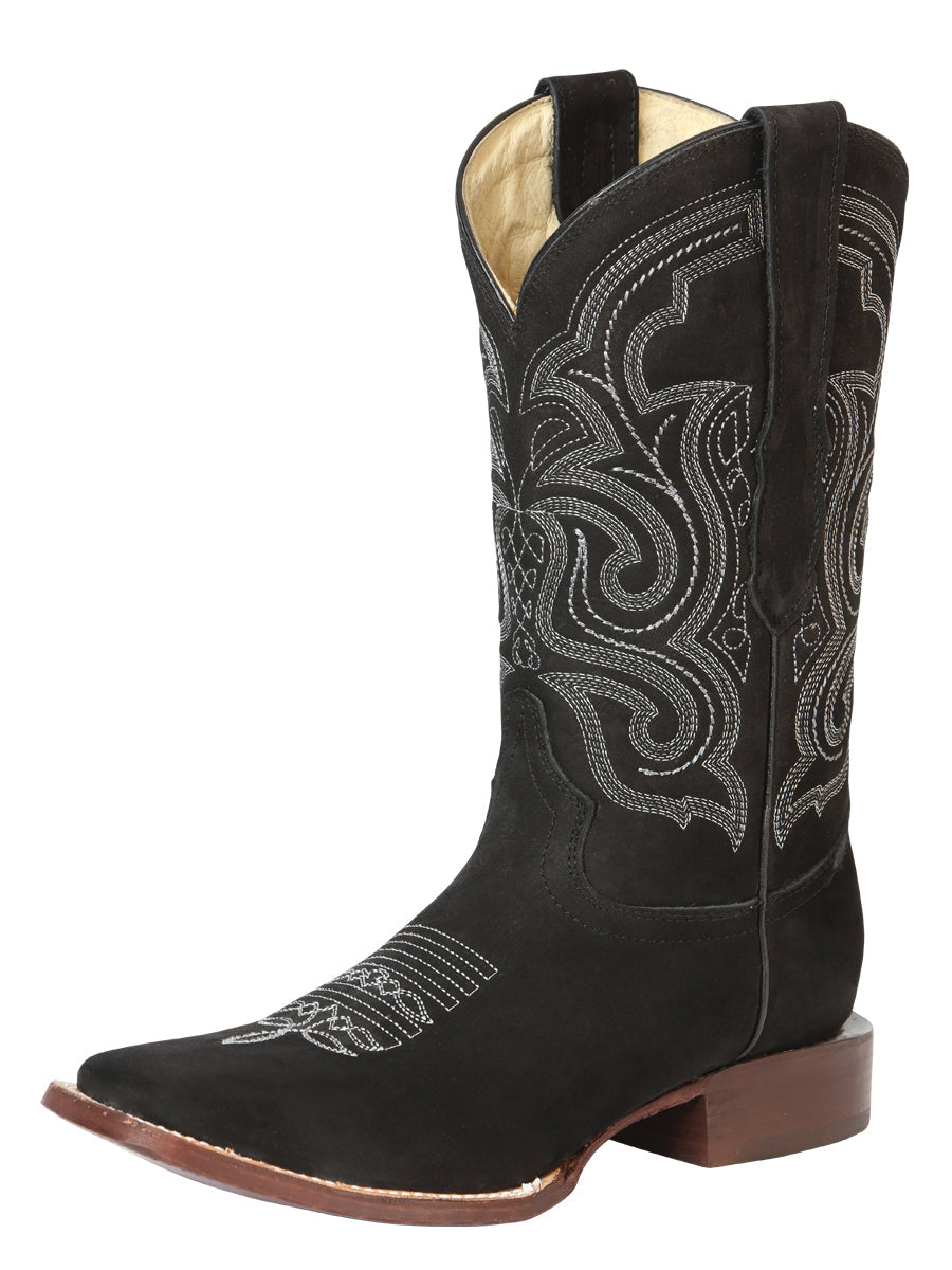 El General Men's Rodeo Boot — Nubuck Leather in Black