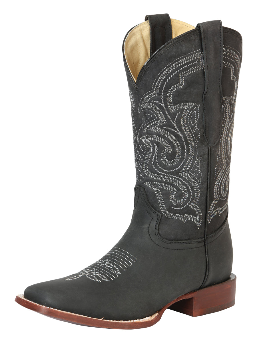 El General Men's Rodeo Boot — Crazy Leather in Black