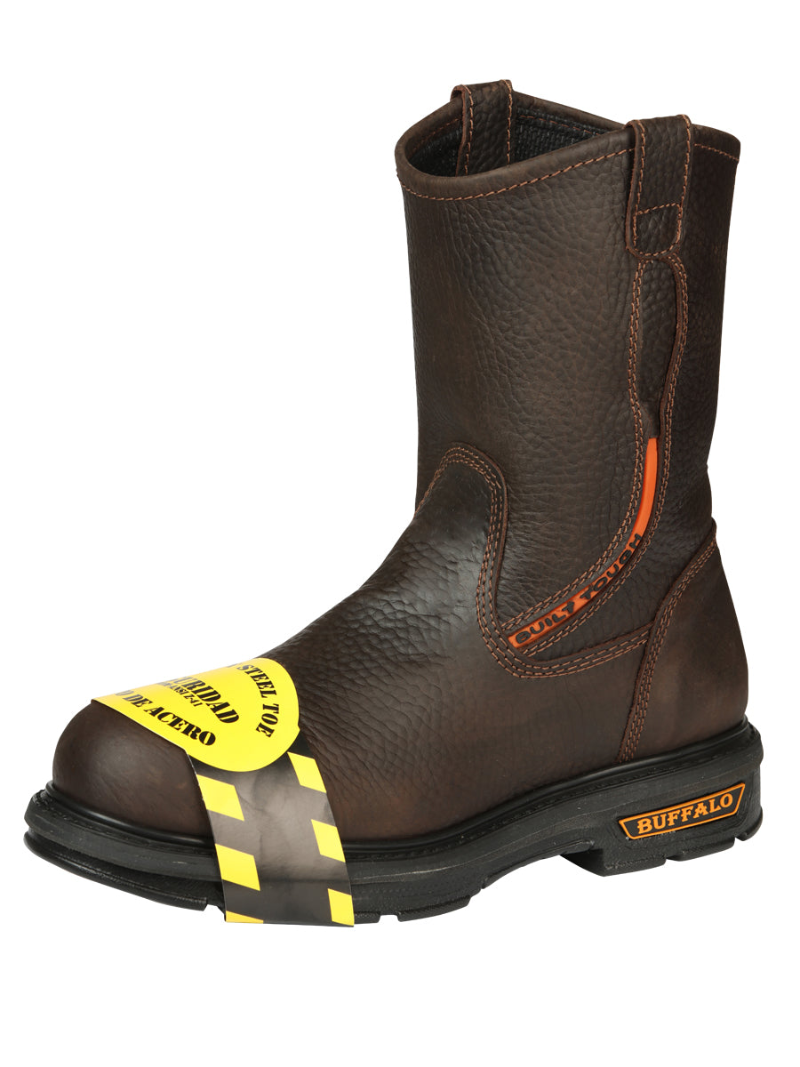 Buffalo &amp; Bull Men's Work Boots with Toe Cap — Bovine Leather Rhino Mocha