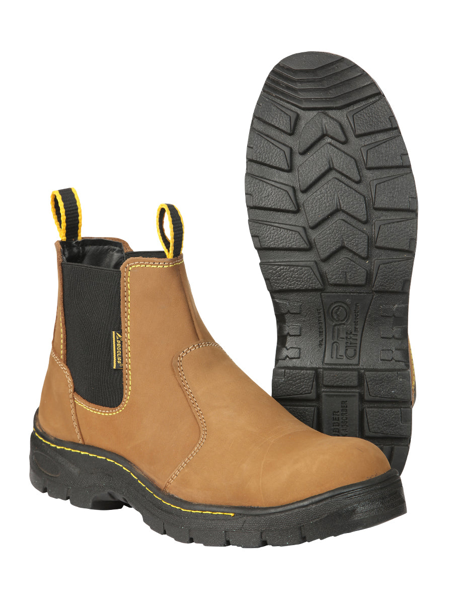 ProCliff Men’s Steel Toe Slip on Work Shoes - Made in Mexico - Nubuck Maple 45284