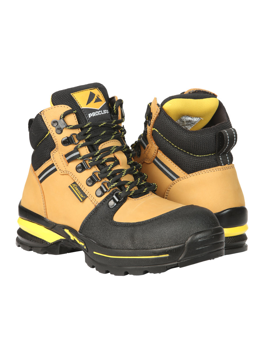 ProCliff Men’s Steel Toe Work Shoes with Laces - Made in Mexico - Nubuck Honey 45285