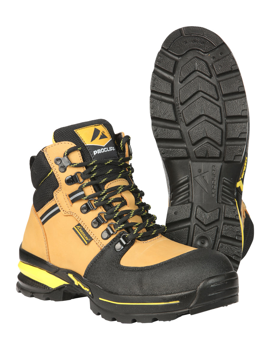 ProCliff Men’s Steel Toe Work Shoes with Laces - Made in Mexico - Nubuck Honey 45285