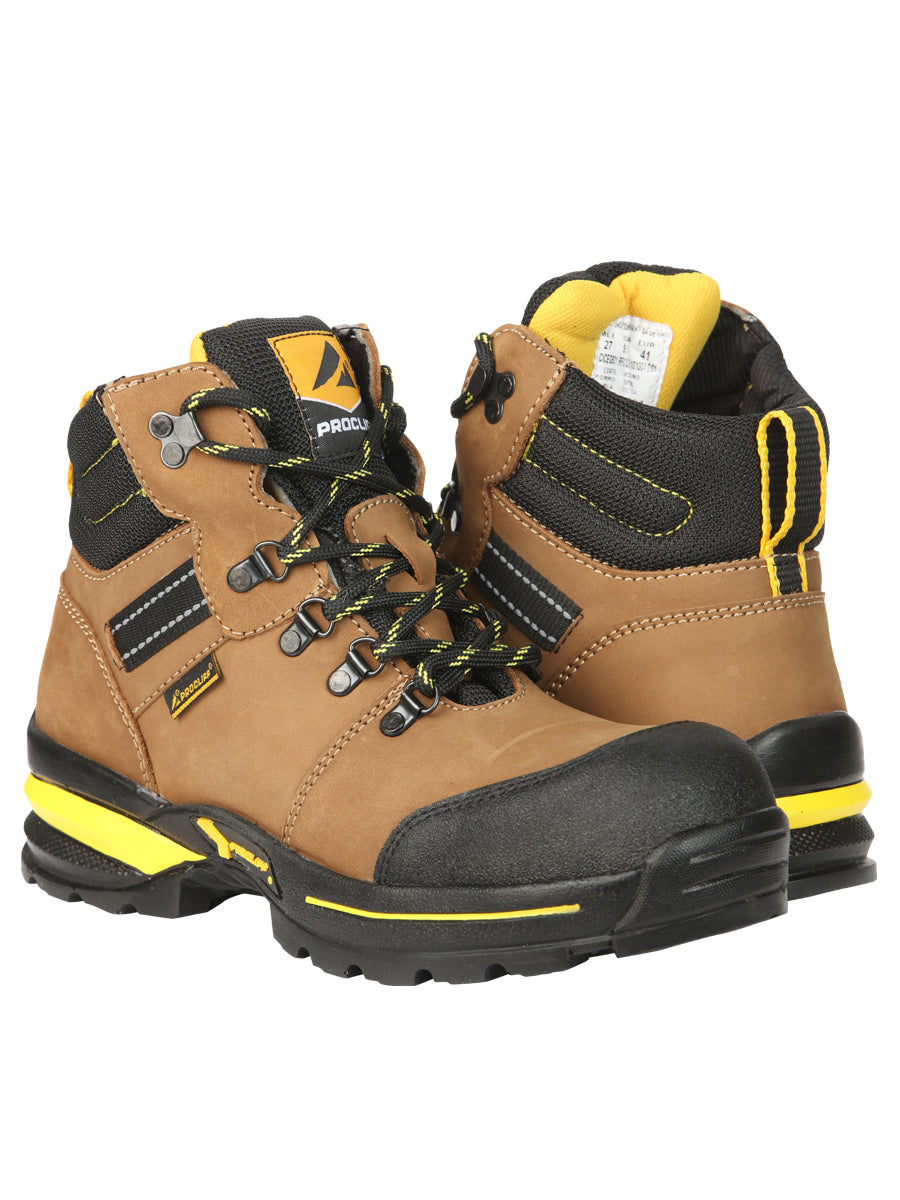 ProCliff Men’s Steel Toe Lace-up Work Shoes - Made in Mexico - Nubuck Maple 45287