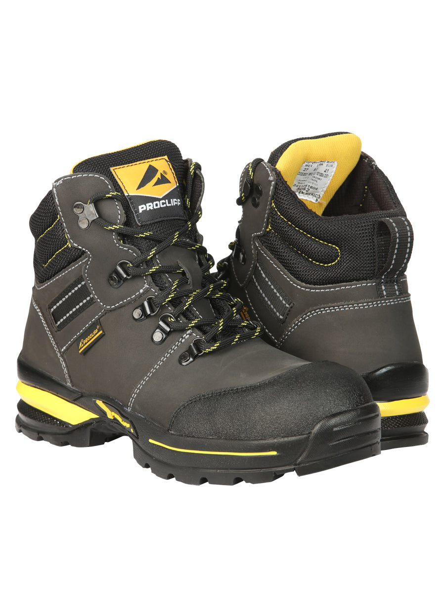 ProCliff Men’s Steel Toe Lace-up Work Shoes - Made in Mexico - Nubuck Grey 45288