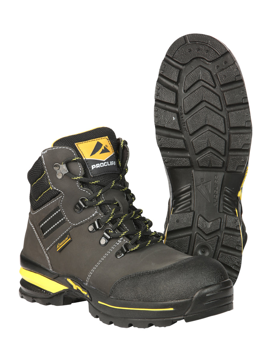 ProCliff Men’s Steel Toe Lace-up Work Shoes - Made in Mexico - Nubuck Grey 45288